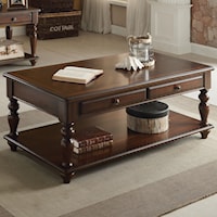 Traditional 2-Drawer Coffee Table with Turned Legs