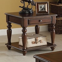 Traditional 1-Drawer End Table with Turned Legs