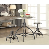 Industrial Counter Height Dining Set with 2 Stools