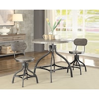 Industrial Counter Height Dining Set with 2 Stools