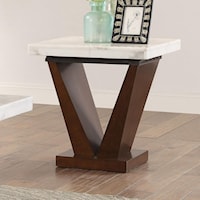 Contemporary End Table with Marble Top