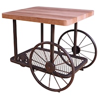 Industrial End Table with Wheel Design