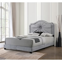 Transitional Queen Low Profile Upholstered Bed