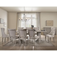 Transitional 9-Piece Double Pedestal Table and Chair Set