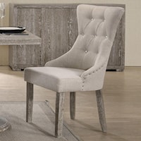 Transitional Upholstered Dining Chair with Crystal Like Buttons