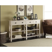 Casual Console Table with 4 Drawers and 4 Shelves