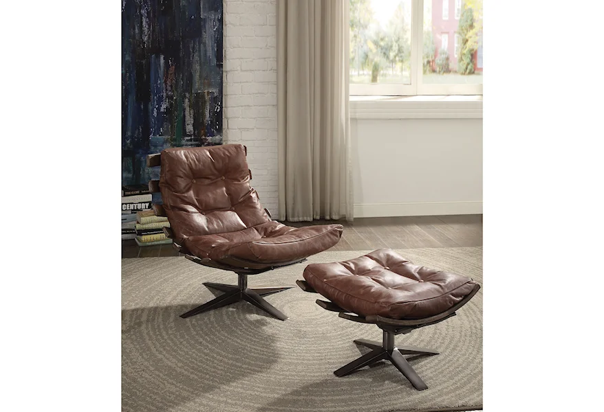 Gandy Chair and Ottoman Set by Acme Furniture at Corner Furniture