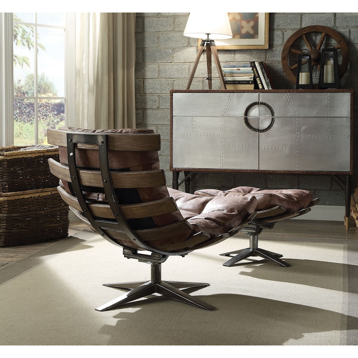 Acme Furniture Gandy Chair and Ottoman Set