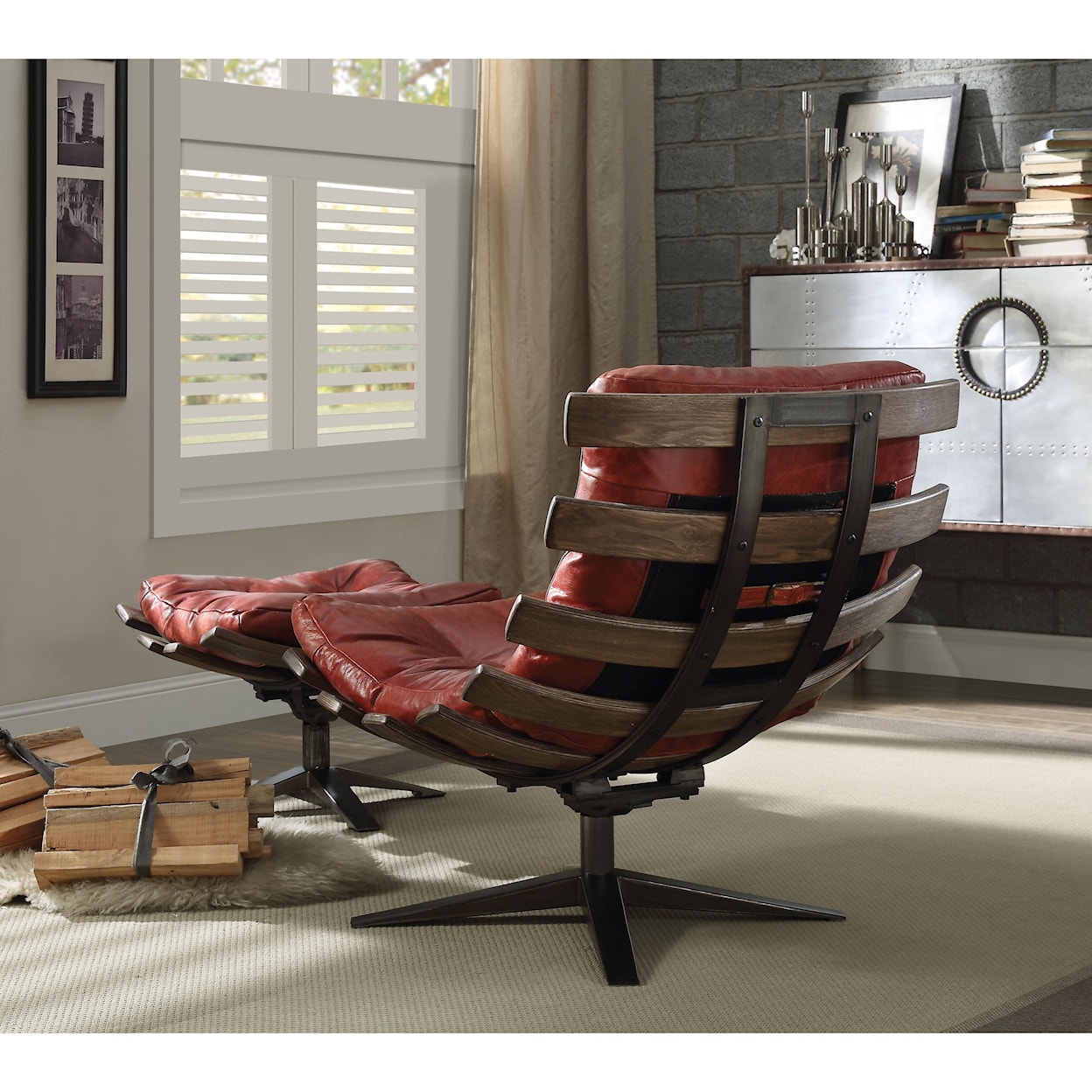Acme Furniture Gandy Chair and Ottoman Set