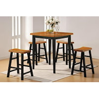 5-Piece Counter Height Set with Square Top Table and Stools