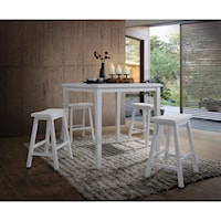 5-Piece Counter Height Set with Square Top Table and Stools