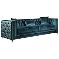 Glam Button Tufted Sofa with 3 Pillows