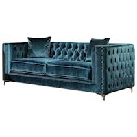 Glam Button Tufted Loveseat with 2 Pillows