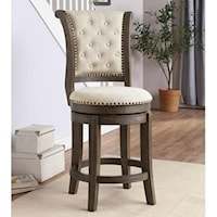 Transitional Counter Height Chair with Button Tufting