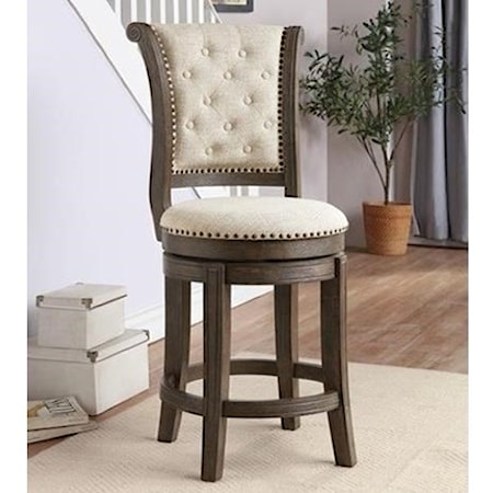 Transitional Counter Height Chair with Button Tufting
