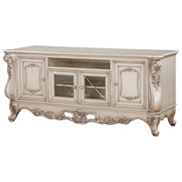Traditional 4-Door Antique White TV Stand