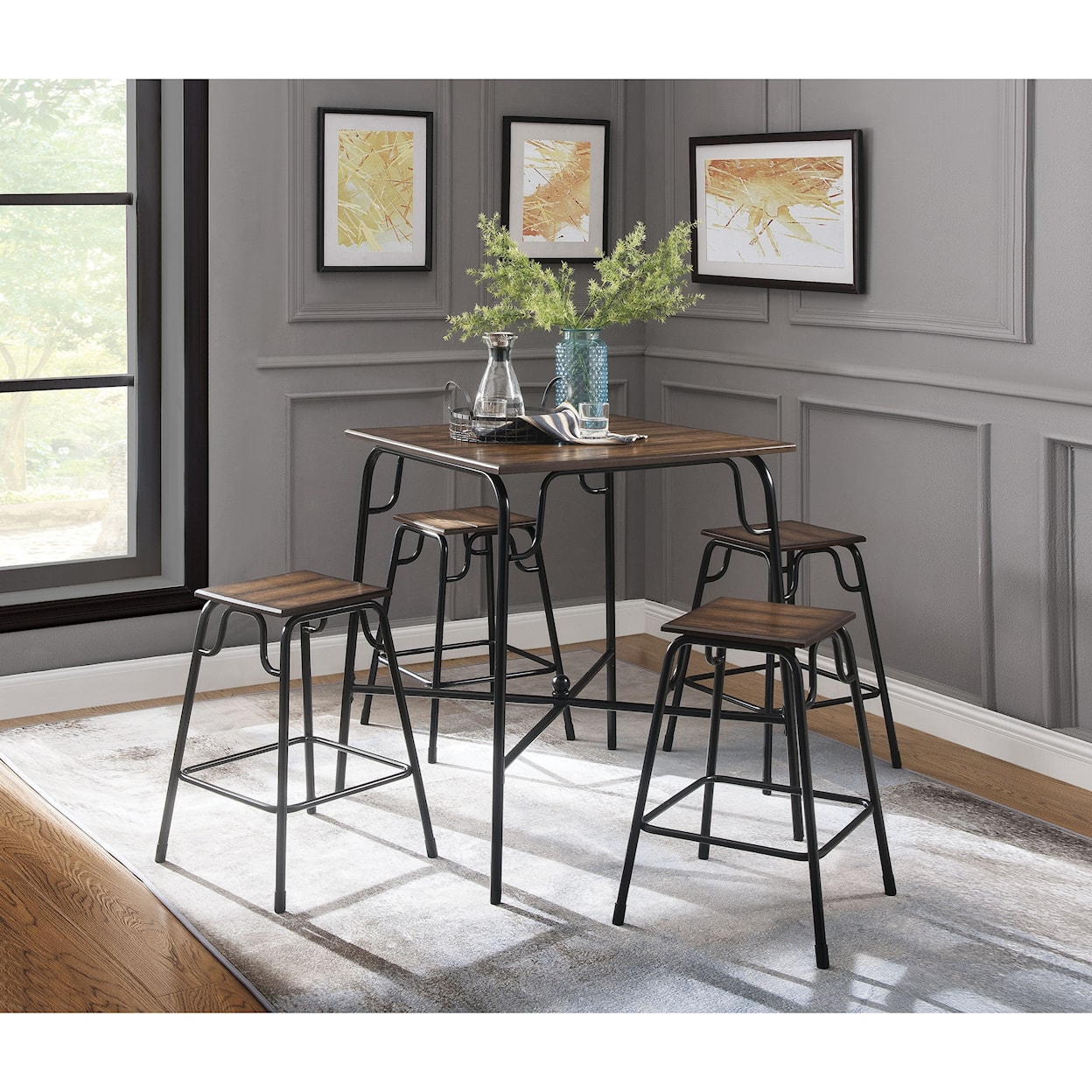Acme Furniture Hachi Counter Height Dining Set with 4 Chairs