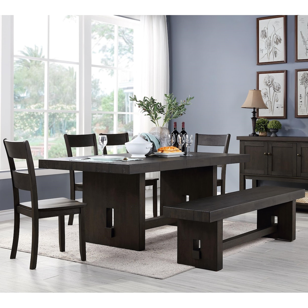 Acme Furniture Haddie Table and Chair Set with Bench