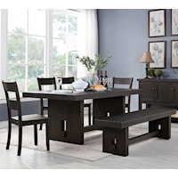 Transitional Trestle Table and Chair Set with Bench