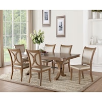Transitional Dining Table with Trestle Base and Leaf