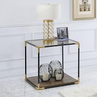 Contemporary End Table with Glass Top