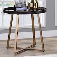 Contemporary End Table with Metal Champagne Base