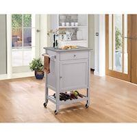 Gray Finish Kitchen Cart with Stainless Steel Top