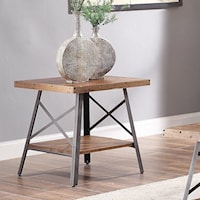 Industrial 2-Piece End Table Set with Base Shelf