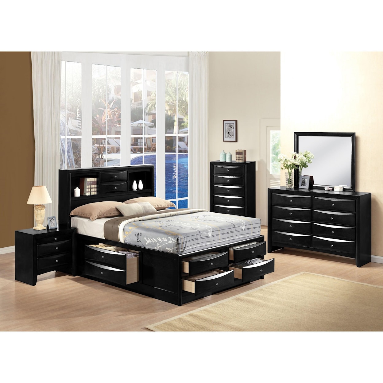 Acme Furniture Ireland Storage - Black Eastern King Bed w/Storage