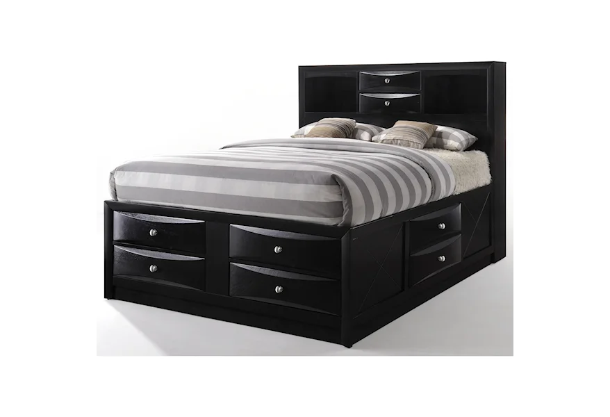 Ireland Storage - Black Queen Bed w/Storage by Acme Furniture at Dream Home Interiors