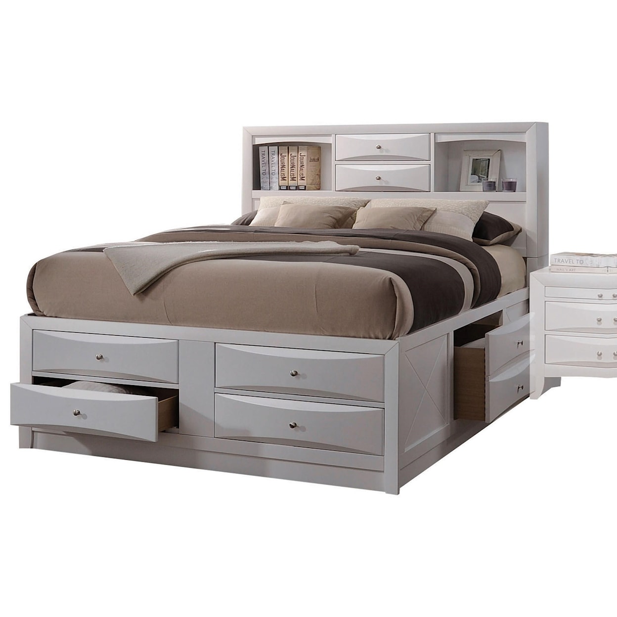 Acme Furniture Ireland Storage - White Eastern King Bed w/Storage