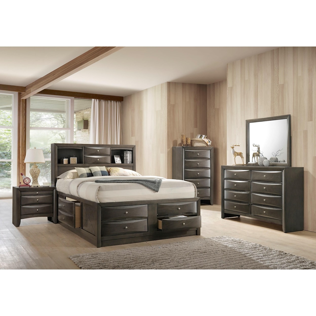 Acme Furniture Ireland Storage - Gray Oak Queen Bed w/Storage
