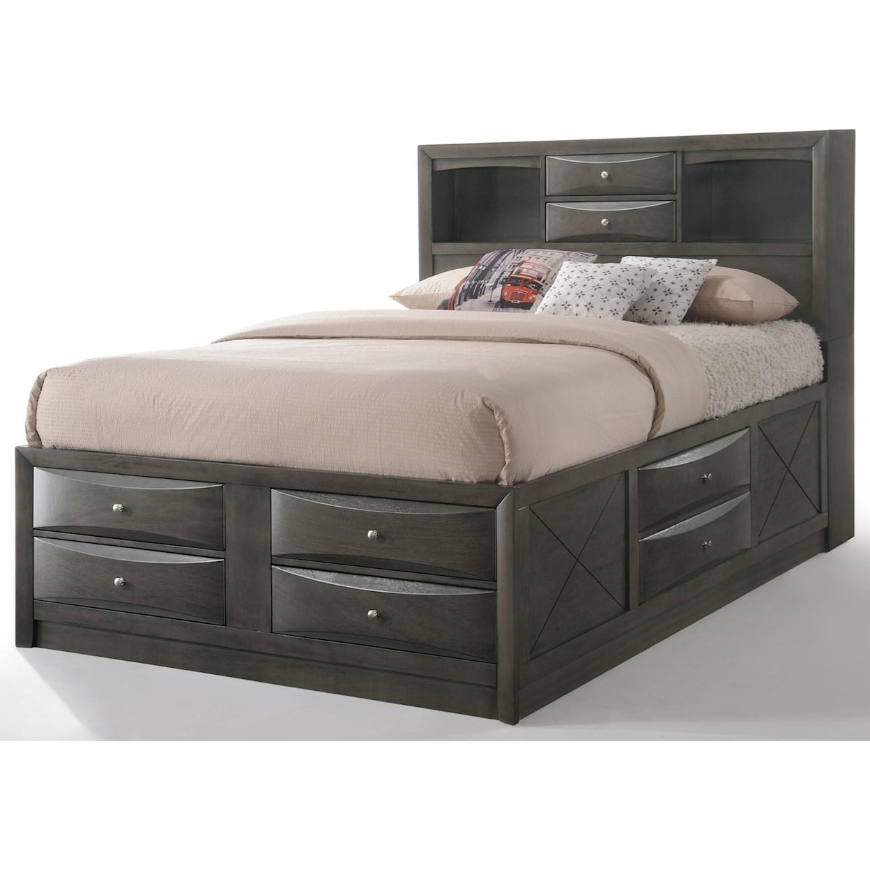 Acme Furniture Ireland Storage - Gray Oak Full Bed w/Storage