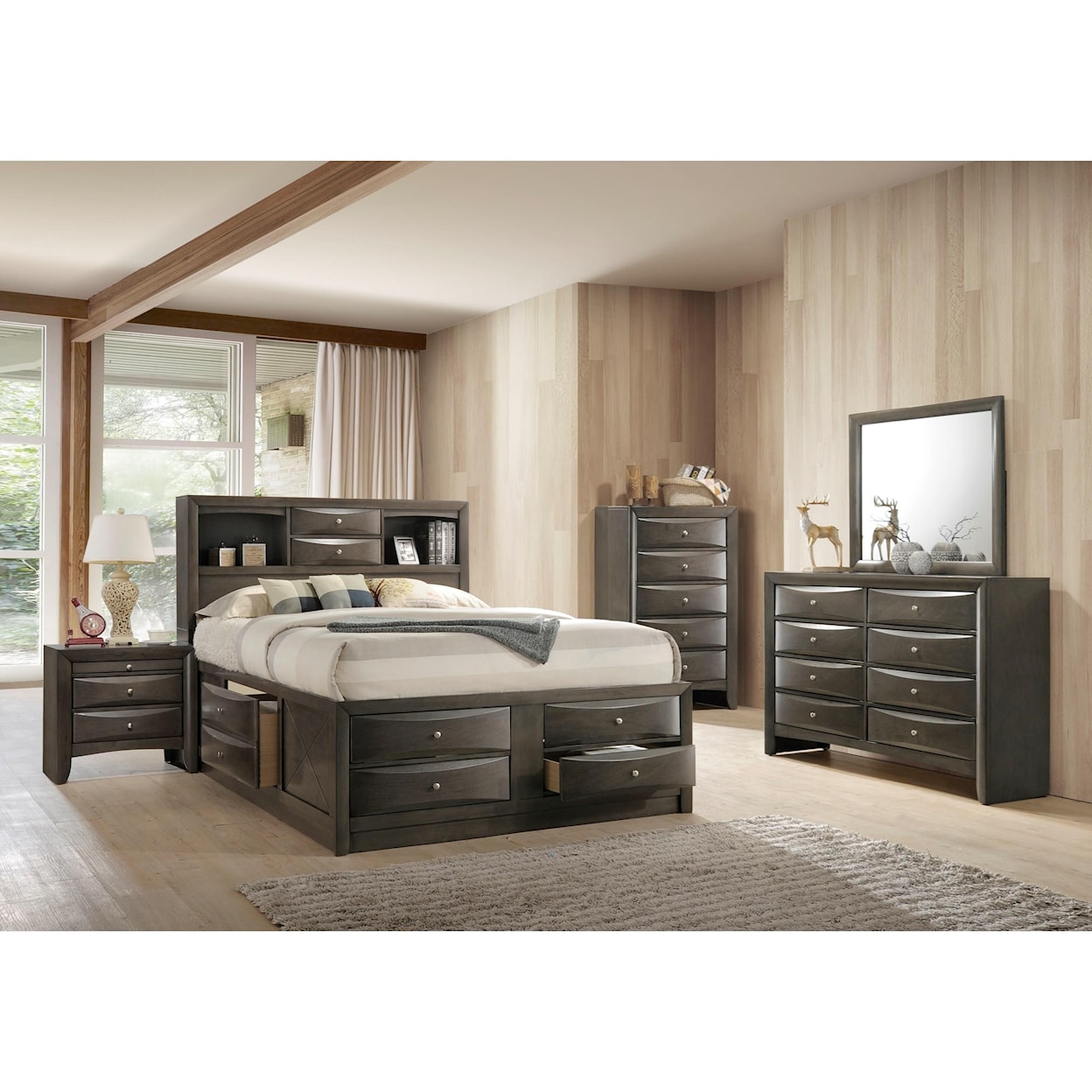 Acme Furniture Ireland Storage - Gray Oak Full Bed w/Storage