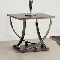 Contemporary End Table with Metal Accents