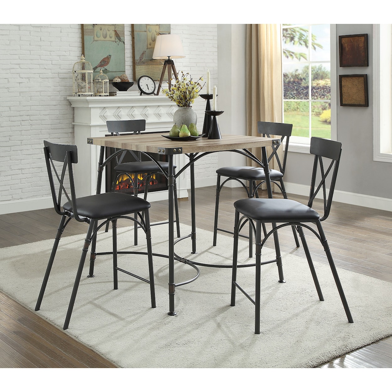 Acme Furniture Itzel Counter Height Dining Set with 4 Chairs