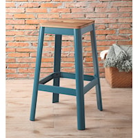 Metal Bar Stool with Wood Seat