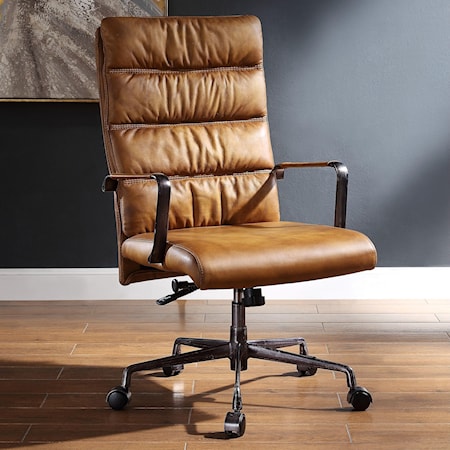 Industrial Office Chair with Horizontal Tufted Back