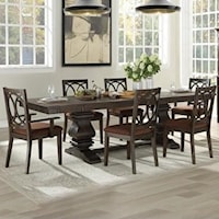 Transitional 7-Piece Table and Chair Set with 12" Leaf