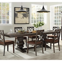 Transitional Trestle Dining Table with 12" Leaf