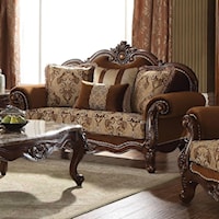 Traditional Loveseat with Rolled Arms and Nailhead Trim