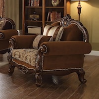 Traditional Upholstered Chair with Rolled Arms and Nailhead Trim