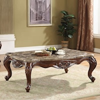 Traditional Coffee Table with Marble Top