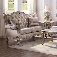 Traditional Tufted Loveseat with Two Accent Pillows