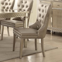 Glam Upholstered Side Chair with Tufted Back