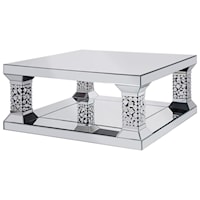Contemporary Square Coffee Table with Mirrored Top