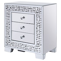 Contemporary Mirrored Nightstand with Storage