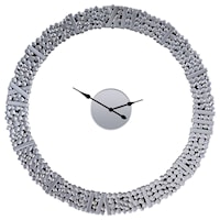 Contemporary Round Wall Clock with Mirrored Beveled Trim