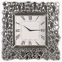 Contemporary Square Wall Clock with Mirrored Beveled Trim