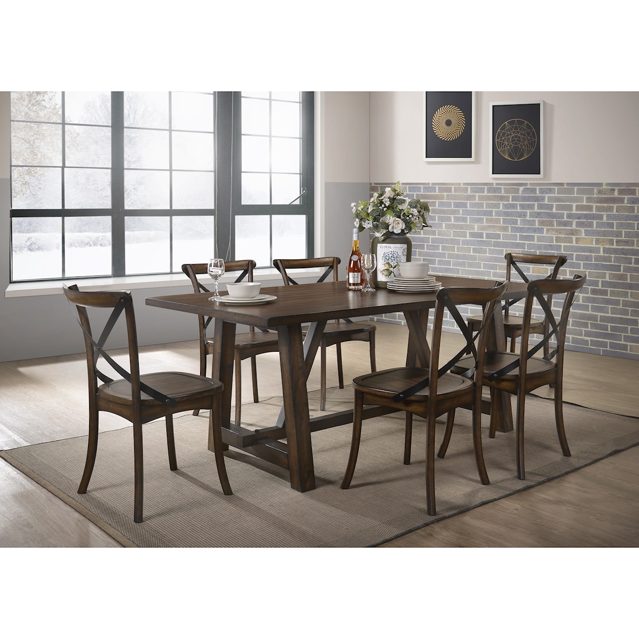 Acme Furniture Kaelyn Dining Table Set with 6 Chairs